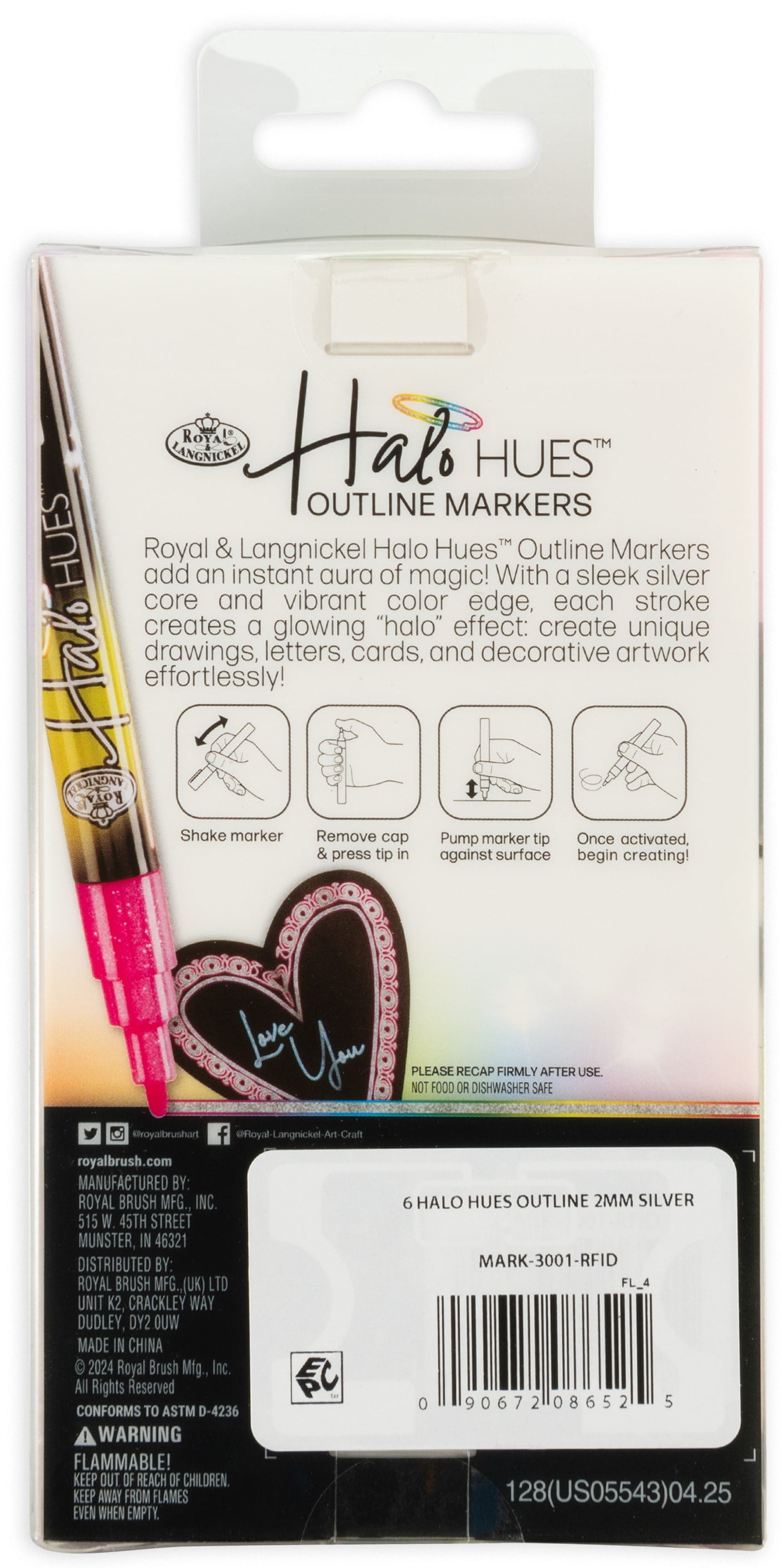 6pc Outline Marker Set, Halo Hues - Image 2