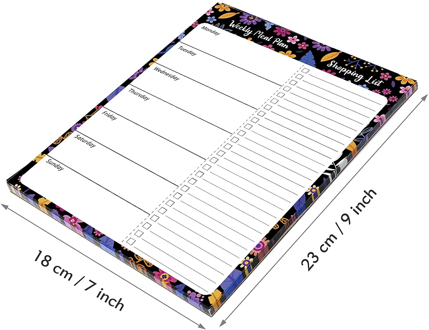 Naler Weekly Meal Planner and Grocery List Pad - 50 Weeks Magnetic Menu Planning, 7" x 9" - Black - Image 2