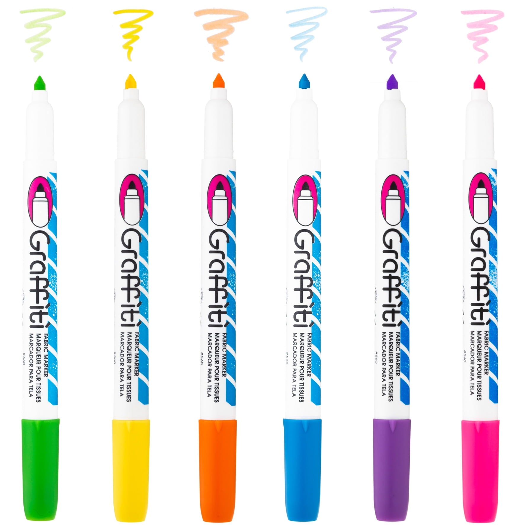 Neon Graffiti Fabric Marker Set - 6 Permanent Vibrant Colors - Image 3