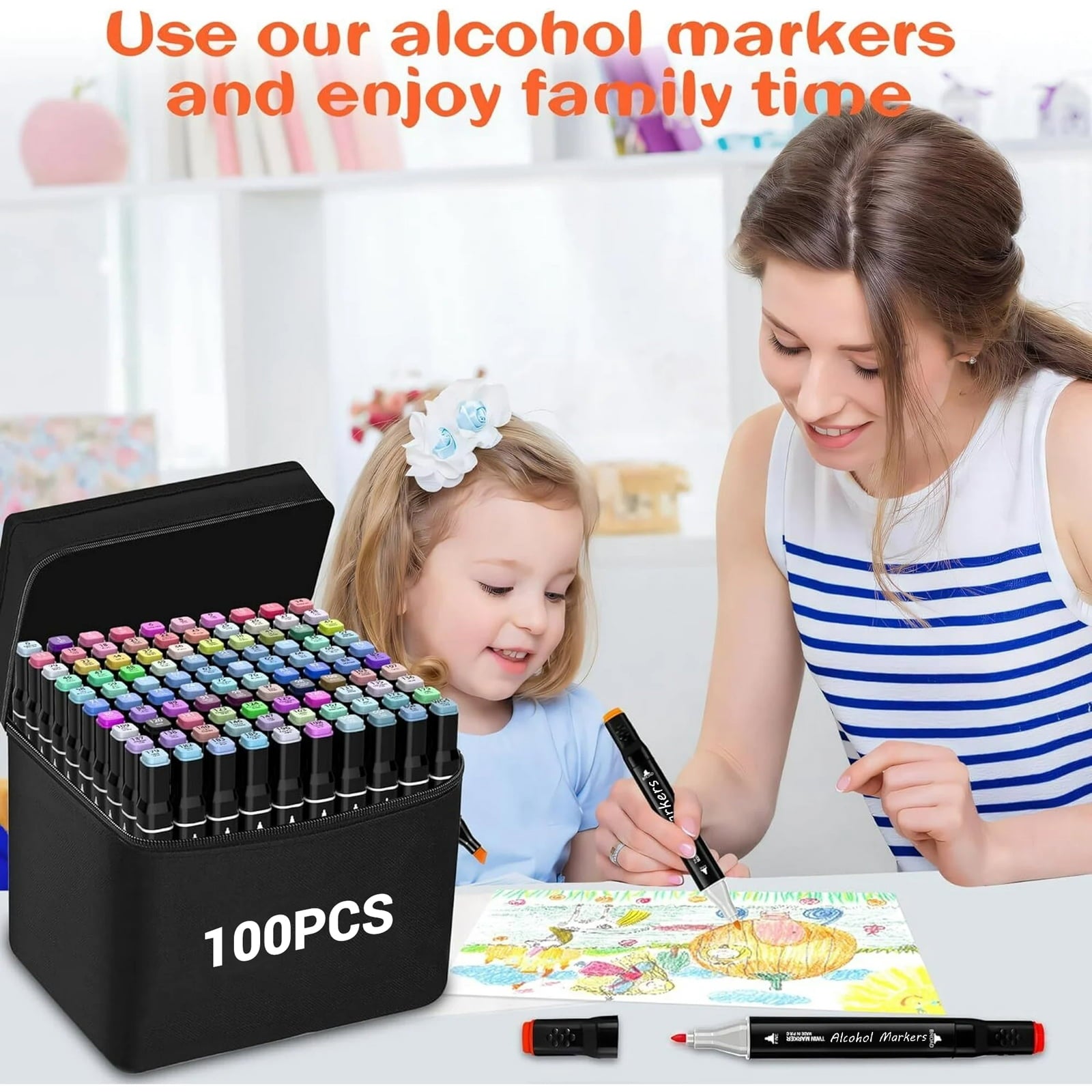 100 pcs Alcohol Markers Set, Double Ended Artist with Carrying Case Great for Coloring, Painting, Sketching, Card Making and Illustration - Image 4