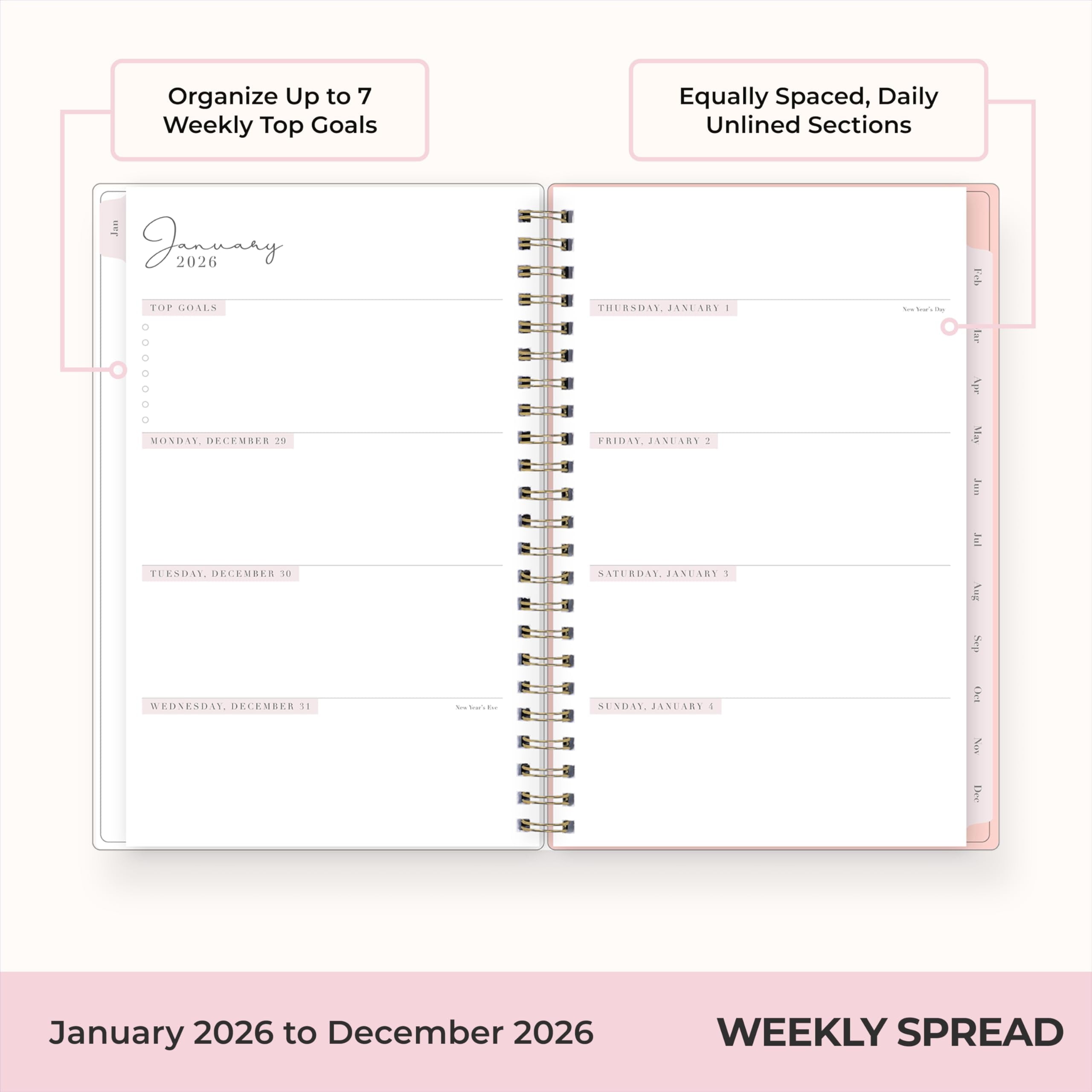 Blue Sky Rachel Parcell 2026 Weekly and Monthly Planner Calendar, January 2026 - December 2026, 5" x 8", Clear Pocket Cover, Durable Twin Wi - Image 3
