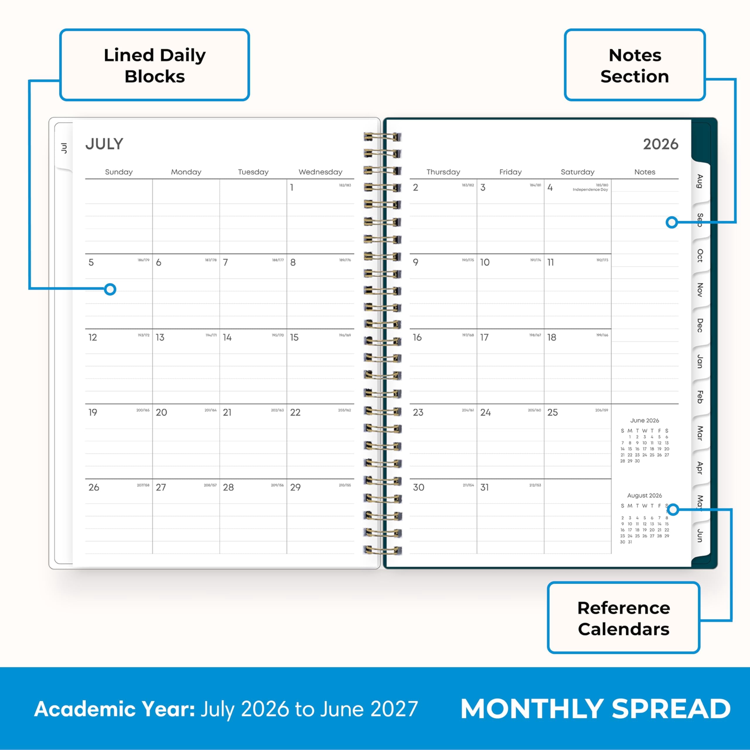 Blue Sky 2026-2027 Weekly and Monthly Academic Year Planner Calendar, July 2026 - June 2027, 5.875" x 8.625", Flexible Cover, Wirebound, Lam - Image 4