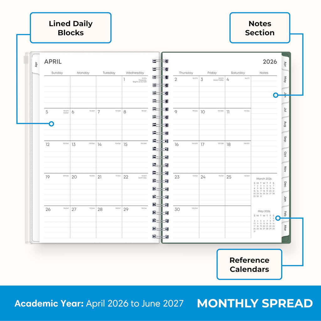 2026-2027 Weekly and Monthly Academic Year 15 Month Planner Calendar, April 2026 - June 2027, 5" x 8", Flexible Cover... - Image 4