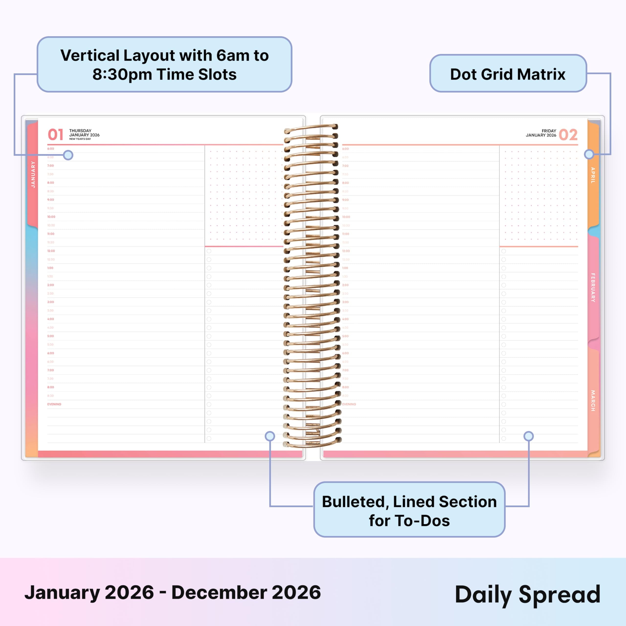 Blue Sky Livewell 2026 Daily and Monthly Planner Calendar, January 2026 - December 2026, 7" x 9", Flexible Laminated Cover, Heavy Duty Coil - Image 4