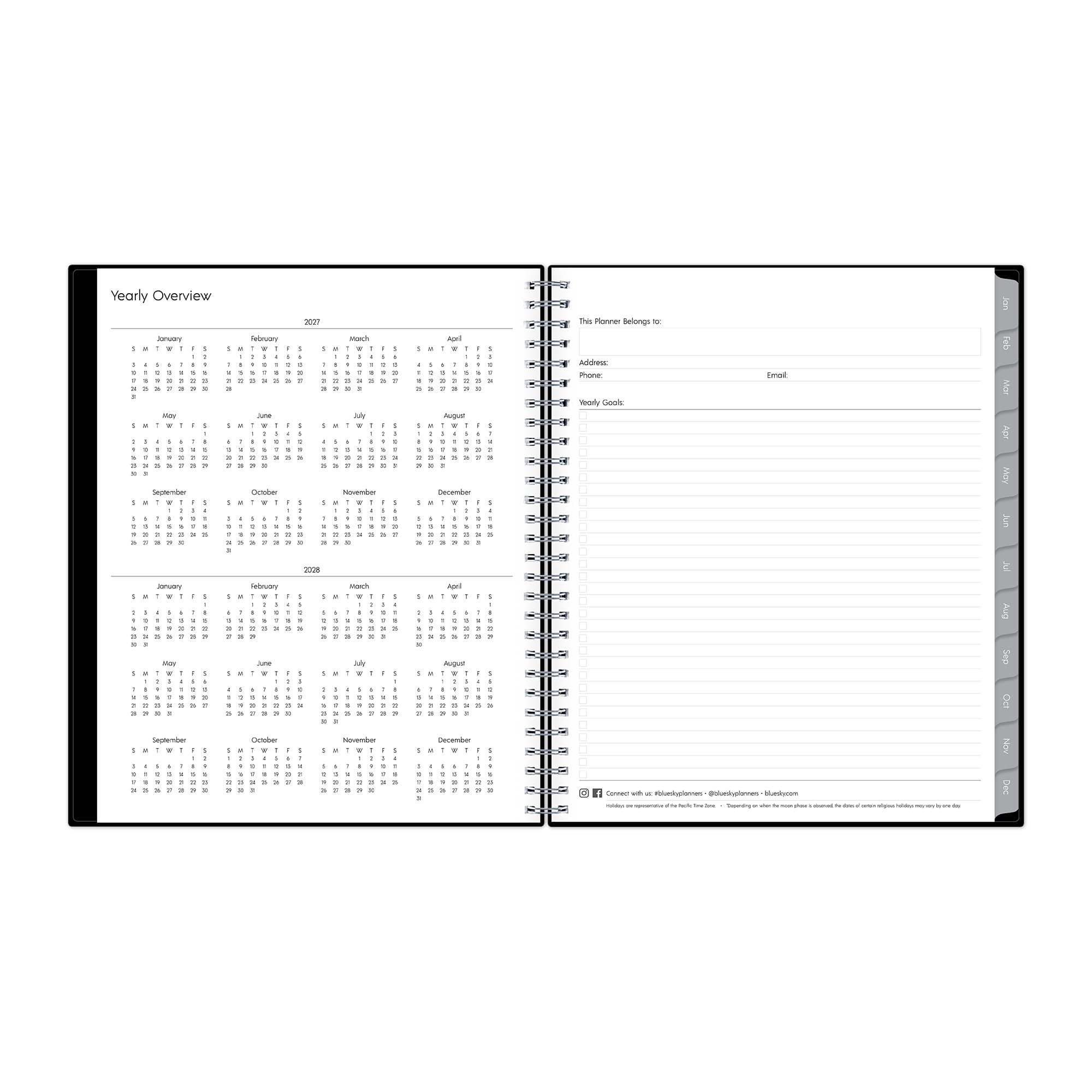 2027 18 Month Monthly Planner Calendar, July 2026 - December 2027, 8" x 10", Monthly Layout, Flexible Cover, Silver W... - Image 4