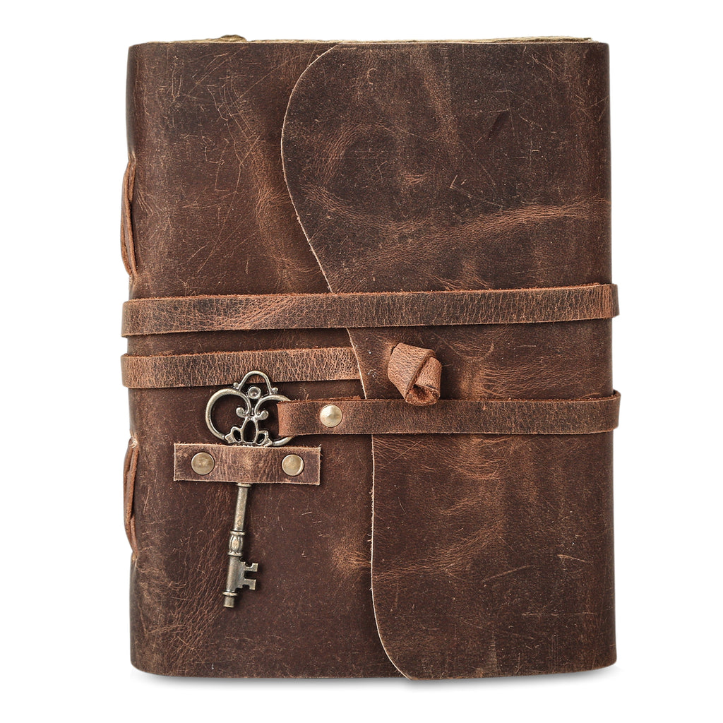 Leather Journal with unlined Deckle Edge Paper and Vintage Key/Handmade Writing Notebook Diary/Bound Daily Notepad fo... - Image 5