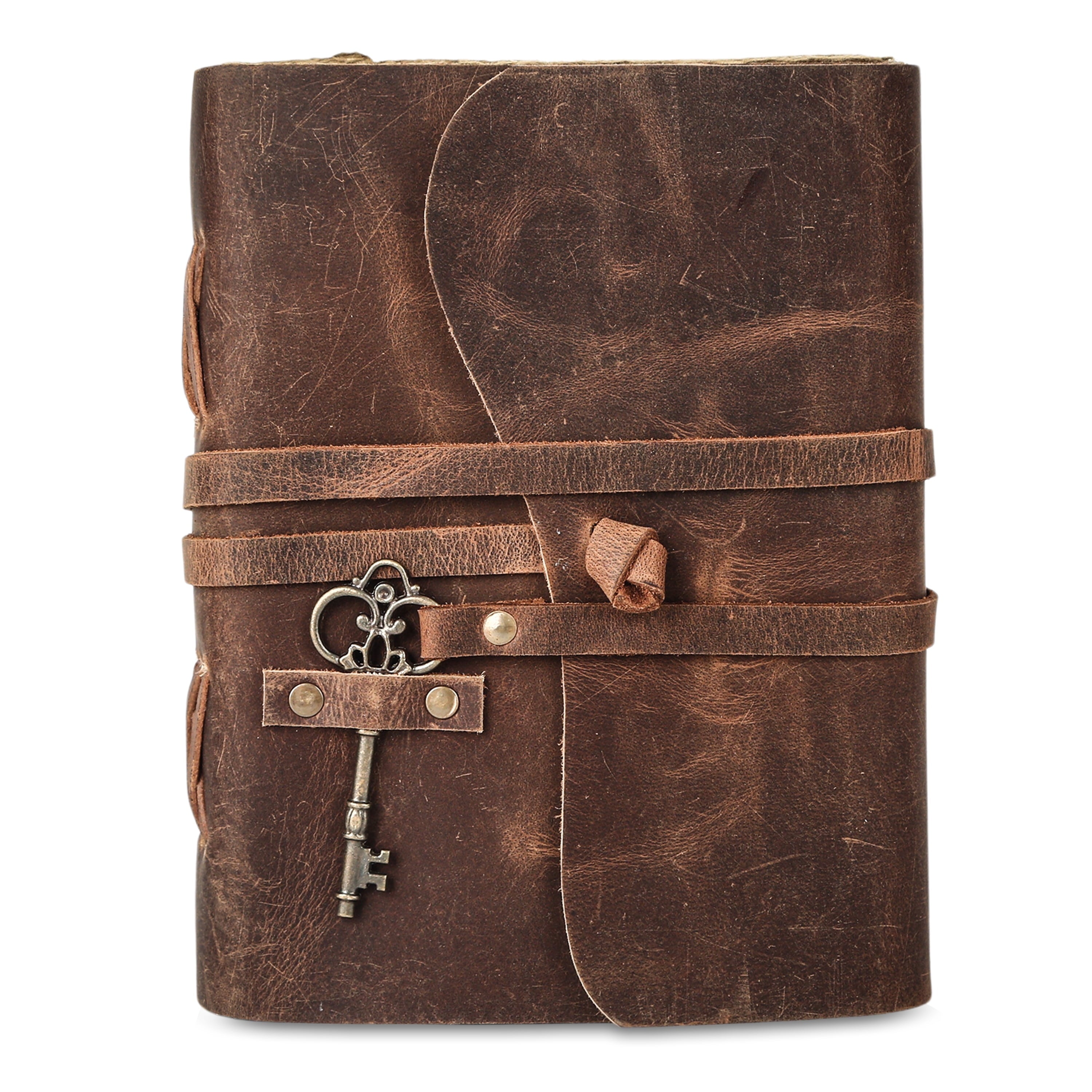 Leather Journal with unlined Deckle Edge Paper and Vintage Key/Handmade Writing Notebook Diary/Bound Daily Notepad fo... - Image 5