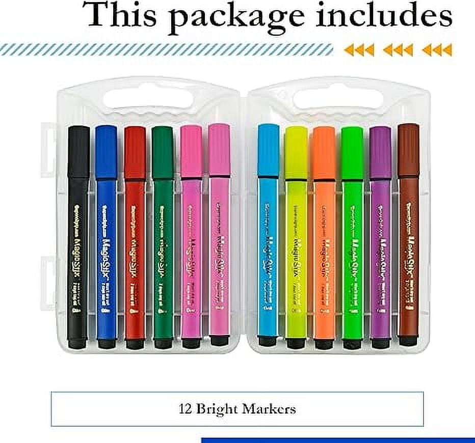 Magic Tri Stix Washable Markers, 12 Count, Assorted Colors, Non-Toxic, Triangular Grip for All Ages (TPG-395) - Image 3