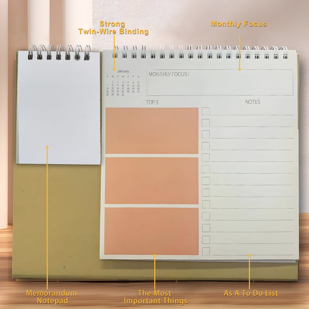 Small Desk Calendar 2026, Monthly Desktop Calendar with Pocket Folder, Jan. 2026 - Dec. 2026, 8" x 10", Standing Flip Calendar with To Do Li - Image 5