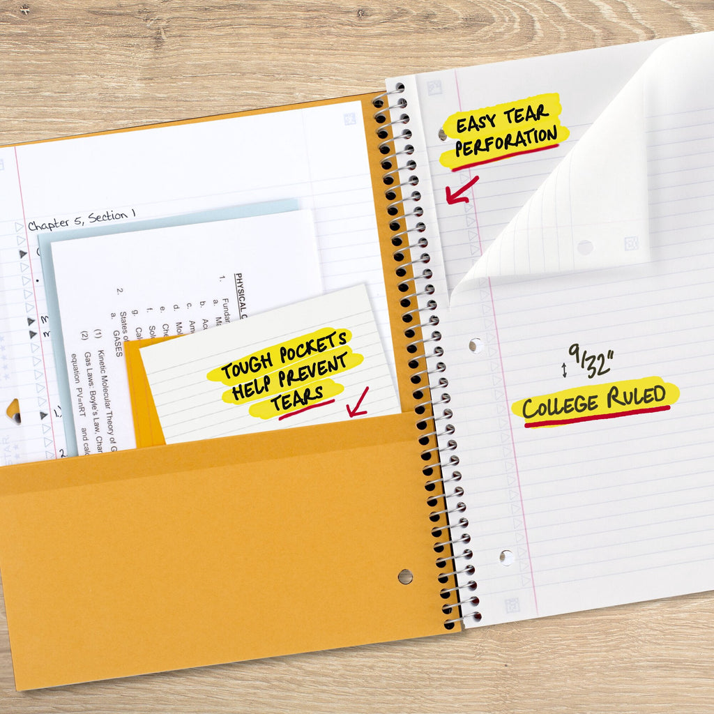 Spiral Notebook + Study App, 5 Subject, College Ruled, 8.5" x 11", Black - Image 4