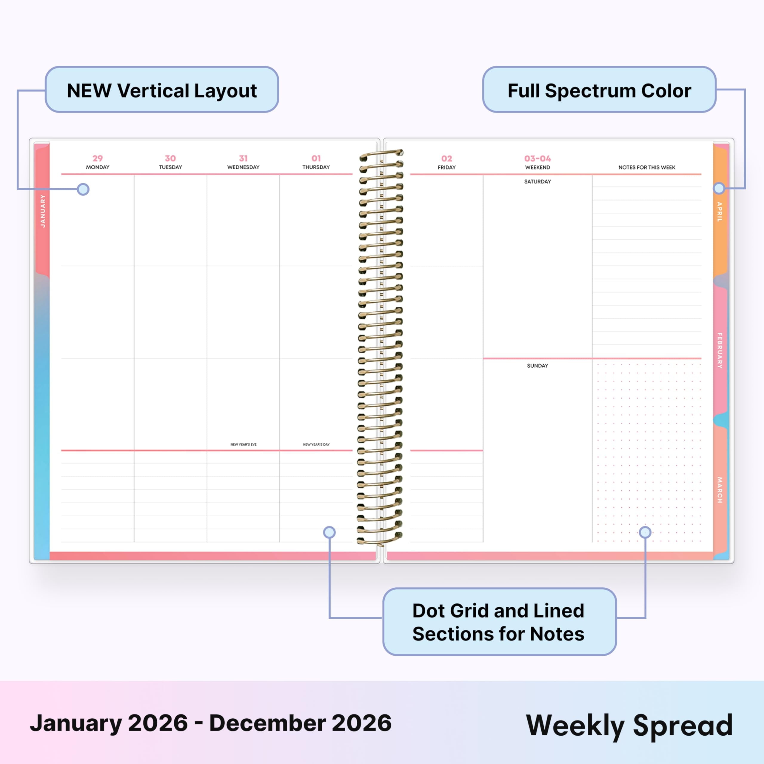 2026 Weekly and Monthly Planner Calendar, January 2026 - December 2026, 7" x 9", Flexible Laminated Cover, Heavy Duty... - Image 4