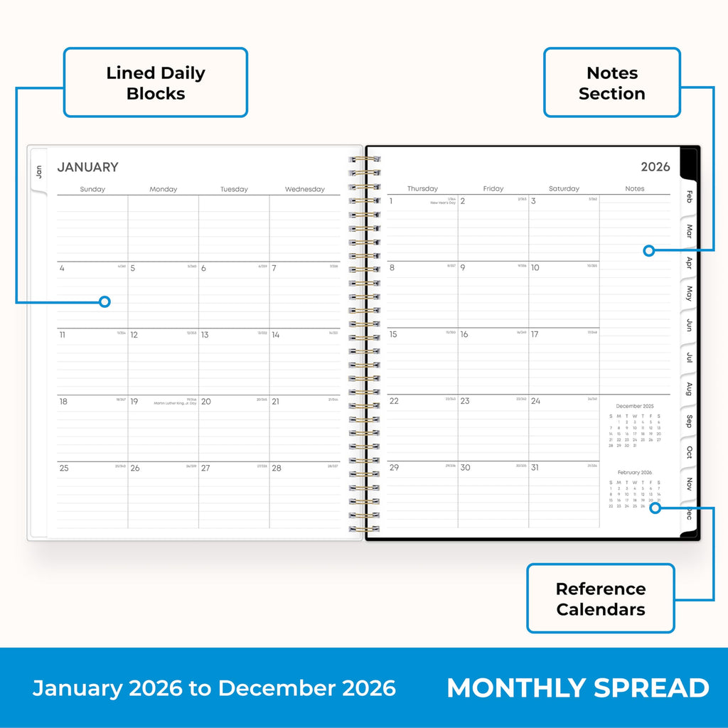 Blue Sky 2026 Monthly Planner Calendar, January 2026 - December 2026, 8" x 10", Clear Pocket Cover, Laminated Tabs, Durable Twin Wire Bindin - Image 3