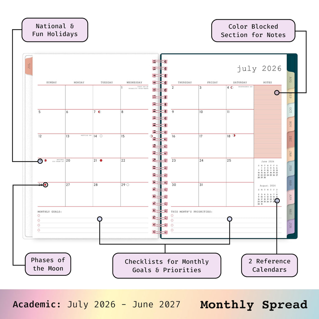 Blue Sky WAAV 2026-2027 Weekly and Monthly Academic Year Planner Calendar, July 2026 - June 2027, 7" x 9", Flexible Cover, Laminated Tabs, S - Image 4