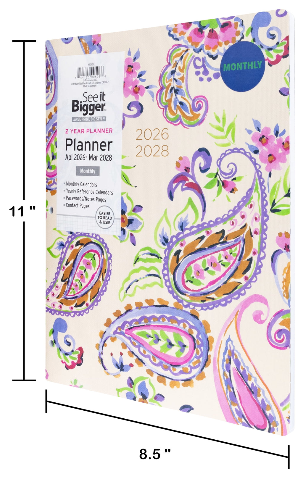 See It Bigger Monthly Planner, Large (8.5" x 11"), Paisley, 2-Year: Apr 2026  Mar 2028 - Image 6