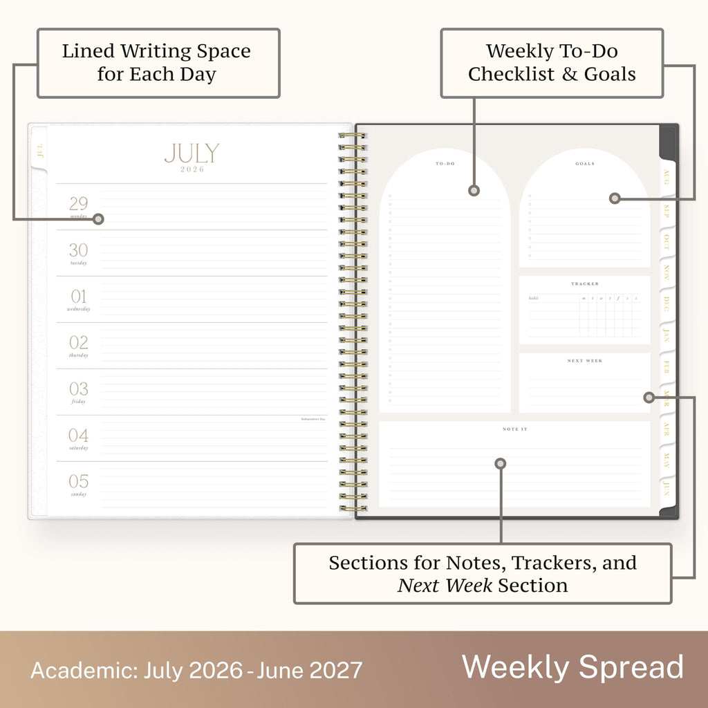 Blue Sky Life Note It 2026-2027 Academic Year Weekly and Monthly Planner, July 2026 - June 2027, 8.5 x 11, Flexible Cover, Laminated Tabs, W - Image 4