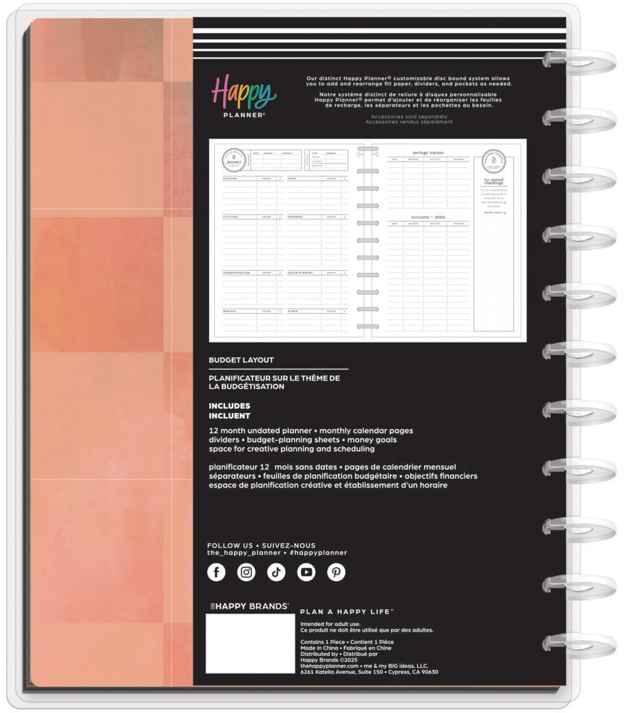 Big 12 Month Disc Bound Dated Planner-Textured Canvas Budget Jan '26 - Dec '26 - Image 4