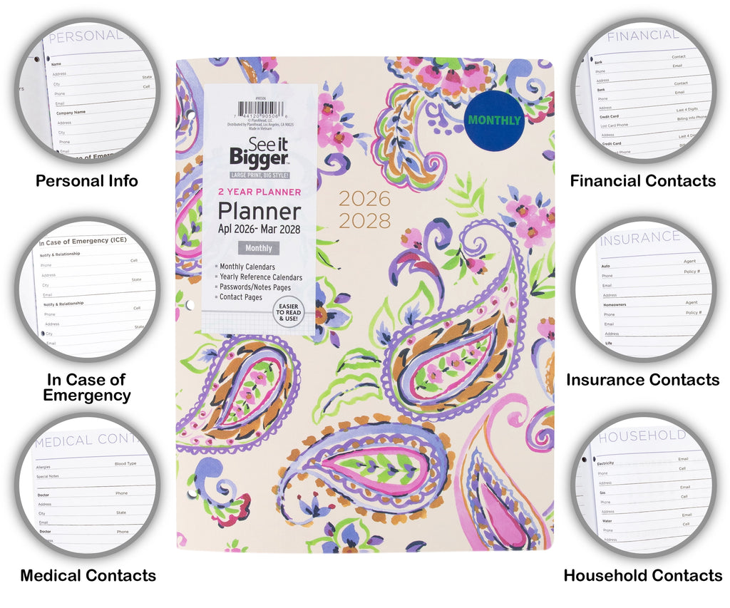 See It Bigger Monthly Planner, Large (8.5" x 11"), Paisley, 2-Year: Apr 2026  Mar 2028 - Image 2