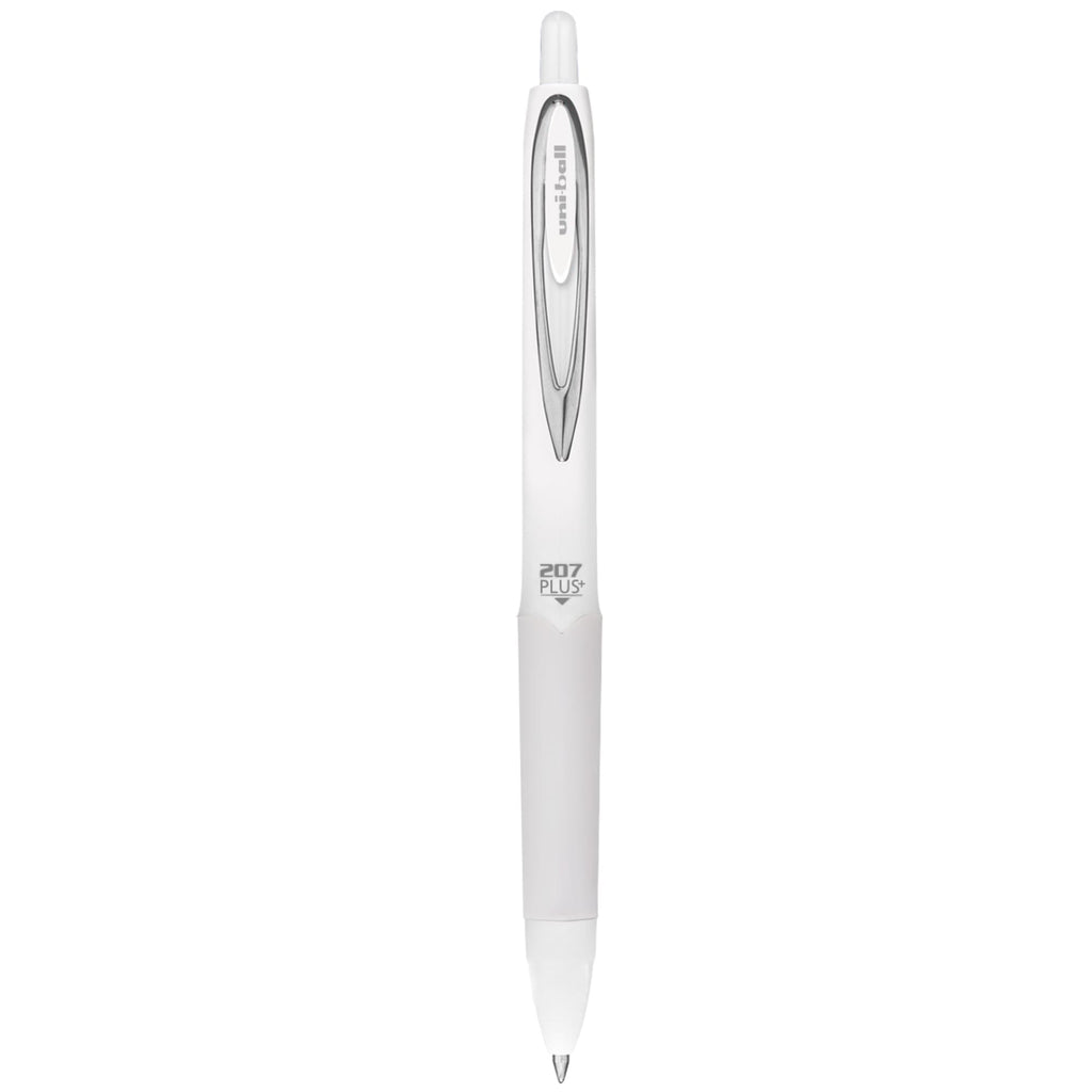 207 Plus+ Retractable Gel Pens, Medium Point (0.7mm), White Barrel, Black Ink. 4 Pack - Image 2