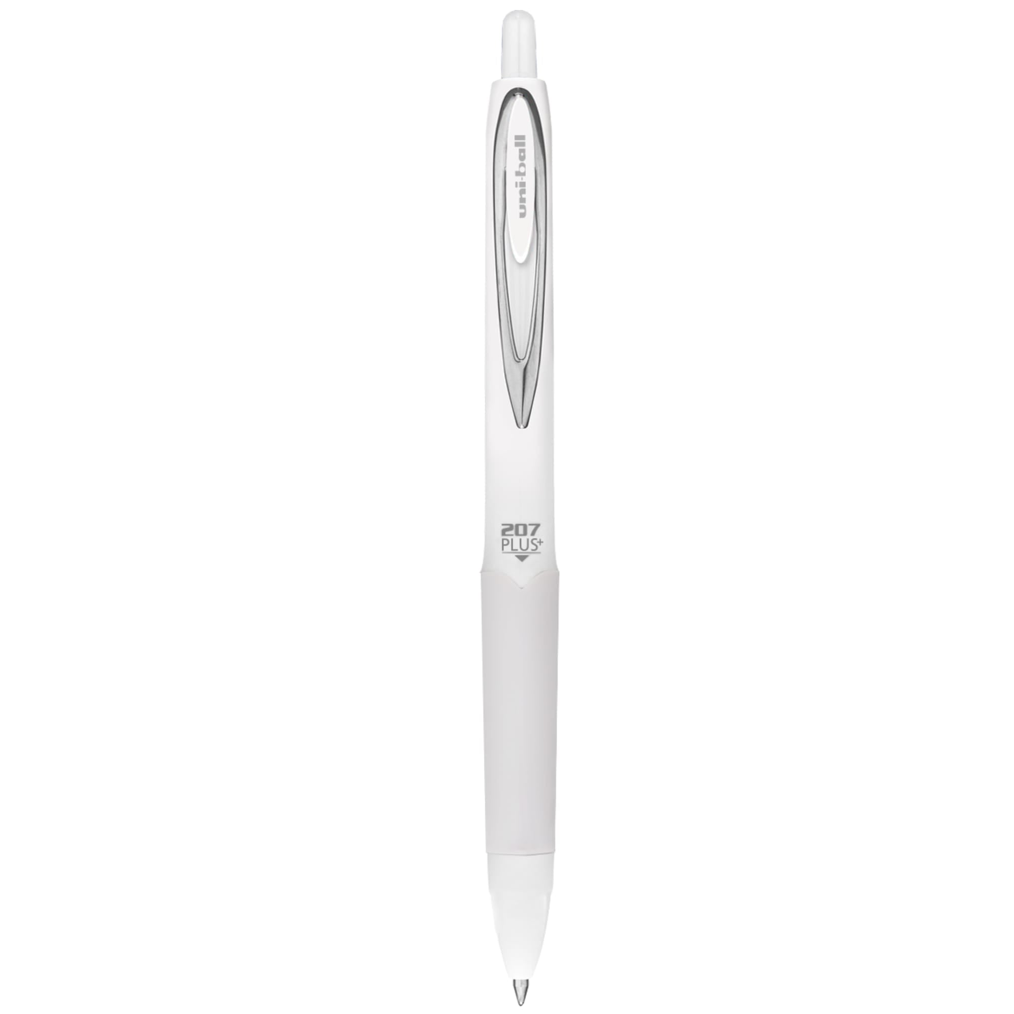207 Plus+ Retractable Gel Pens, Medium Point (0.7mm), White Barrel, Black Ink. 4 Pack - Image 2