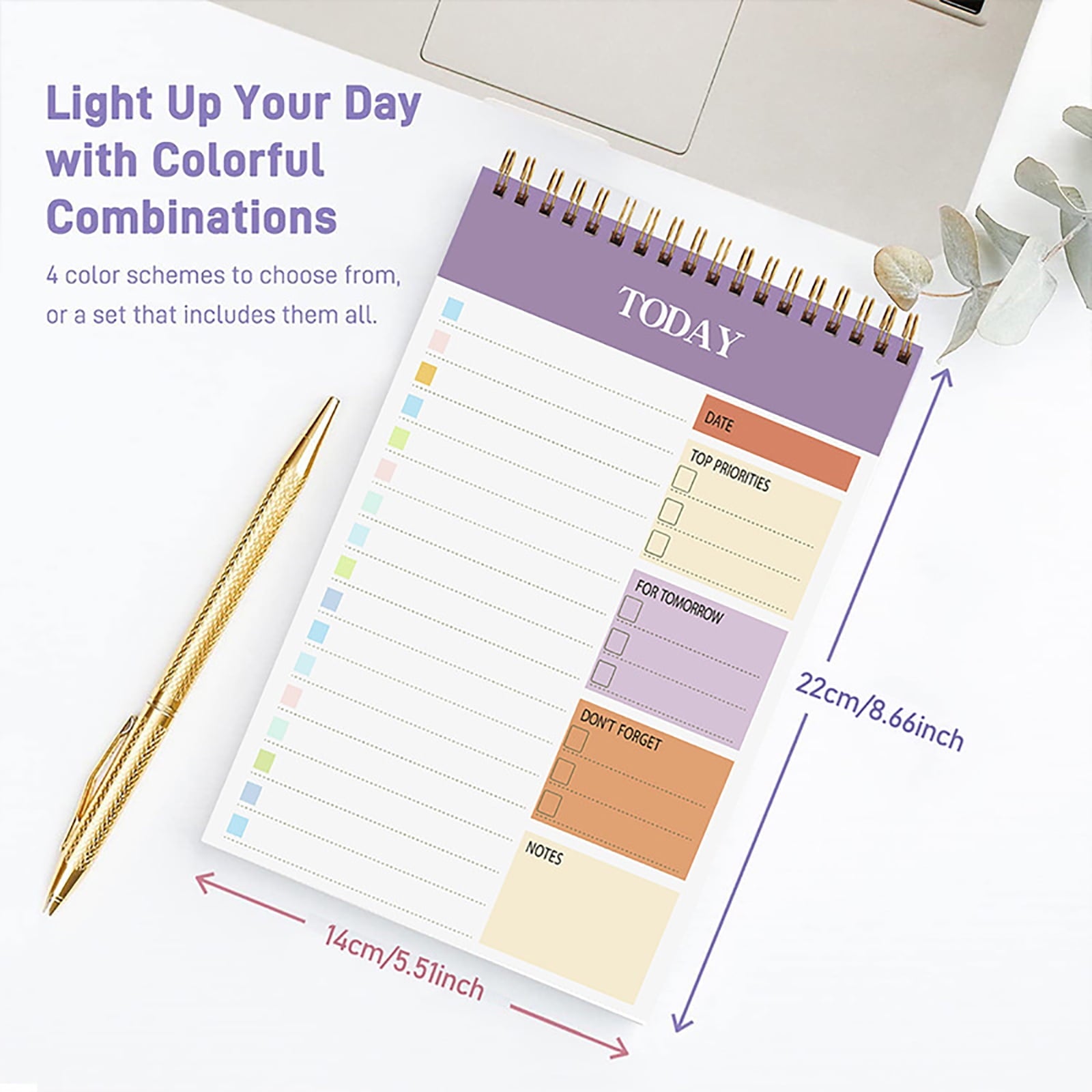 MerryNine 2 Pack A5 Daily Planner Notepad, 104 Pages, 8.66" x 5.51" To Do List Notepad - Image 2