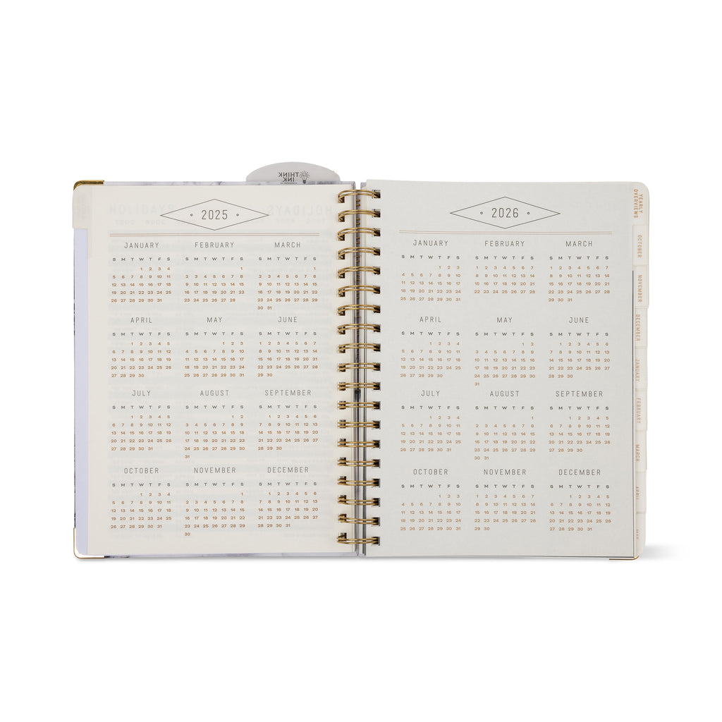 Think Ink 15 Month Twin Wire Planner, Light Gray Marble, 8" x 10" (October 2025 December 2026) - Image 4