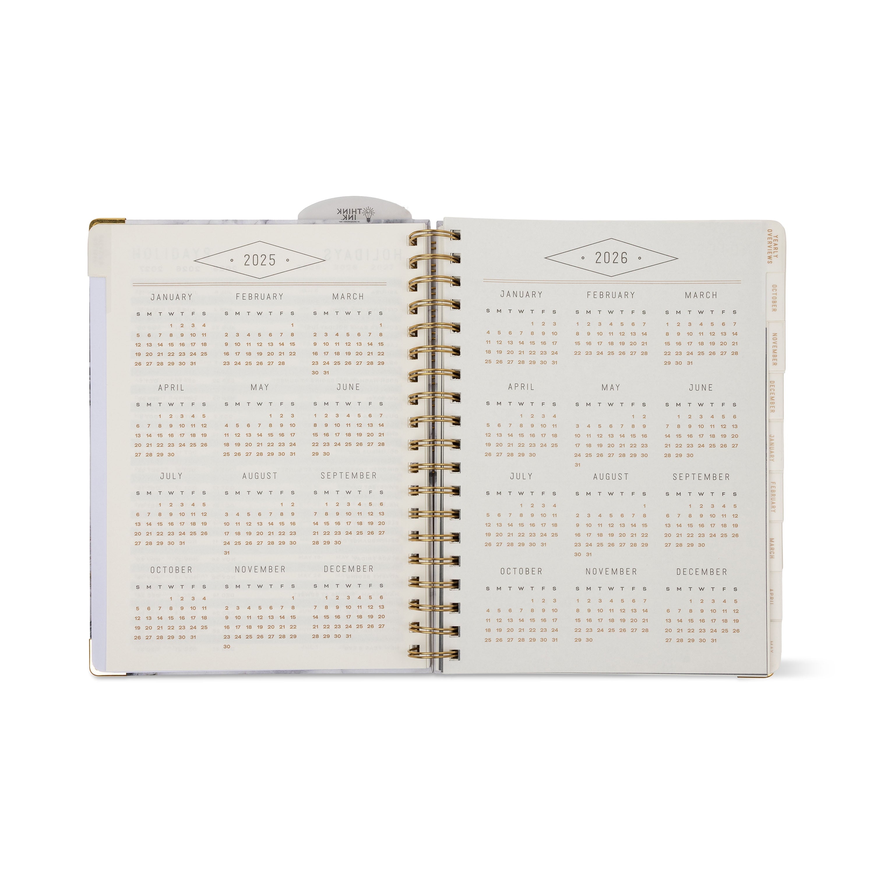 Think Ink 15 Month Twin Wire Planner, Light Gray Marble, 8" x 10" (October 2025 December 2026) - Image 4