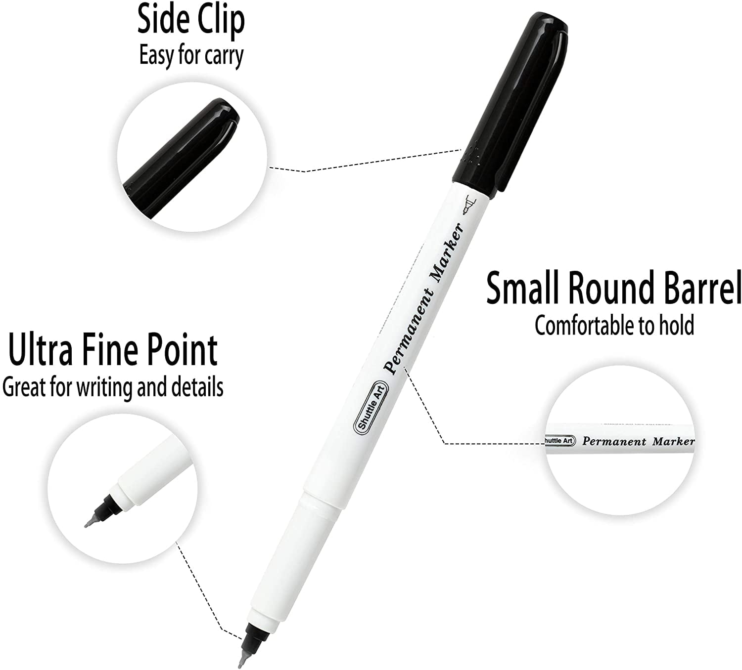 Permanent Marker, 30 Pack Ultra Fine Point Black Permanent Marker set, Works on Plastic,Wood,Stone,Metal and Glass fo... - Image 3
