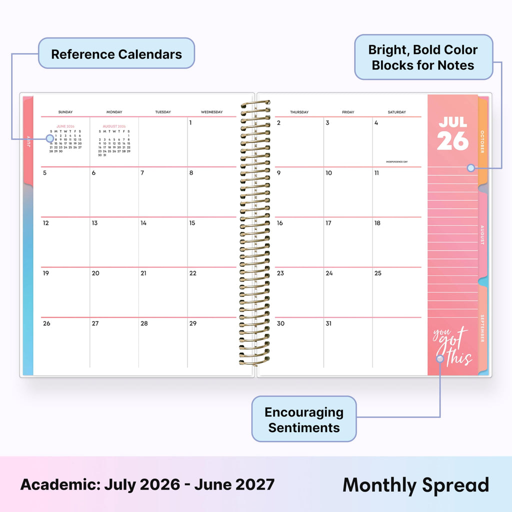 Blue Sky Livewell 2026-2027 Weekly and Monthly Academic Year Planner Calendar, July 2026 - June 2027, 7" x 9", Flexible Cover, Wirebound, Co - Image 3