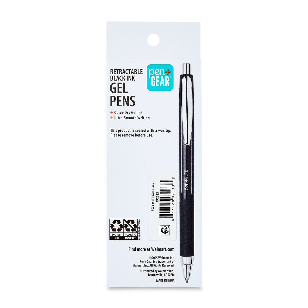 Retractable Gel Pens, Medium Point, 0.7 mm, Black, 2 Count - Image 2