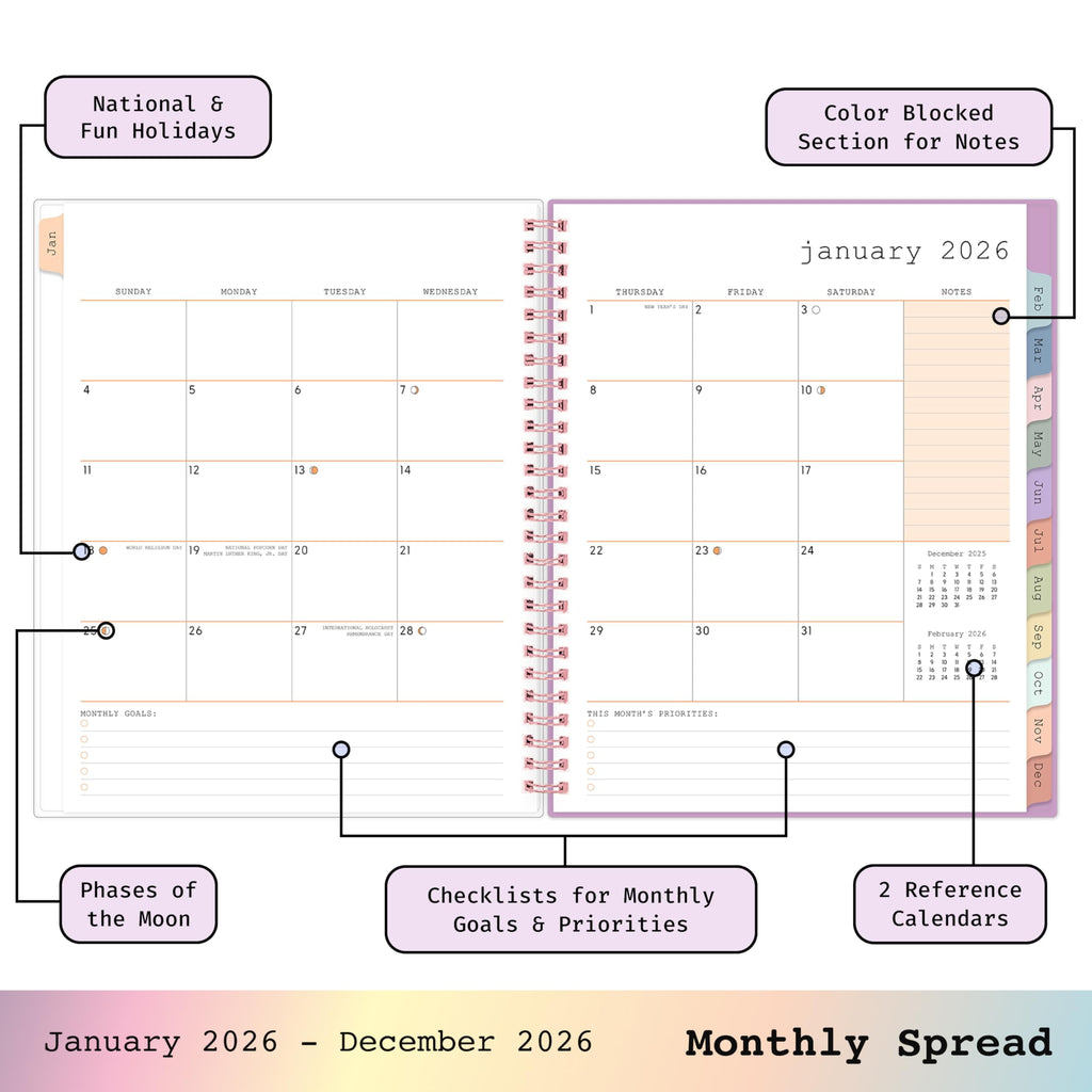 2026 Weekly and Monthly Planner Calendar, January 2026 - December 2026, 7" x 9", Flexible Cover, Durable Twin Wire Bi... - Image 4