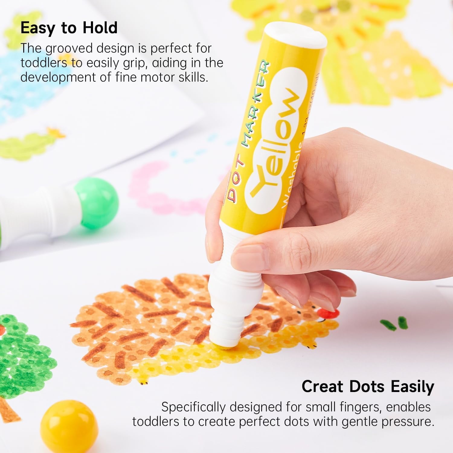Shuttle Art Dot Makers, 12 Colors Bingo Daubers with 20 Unique Patterns of Dot Book for Art Activities, Non-Toxic Washable Coloring Markers - Image 3