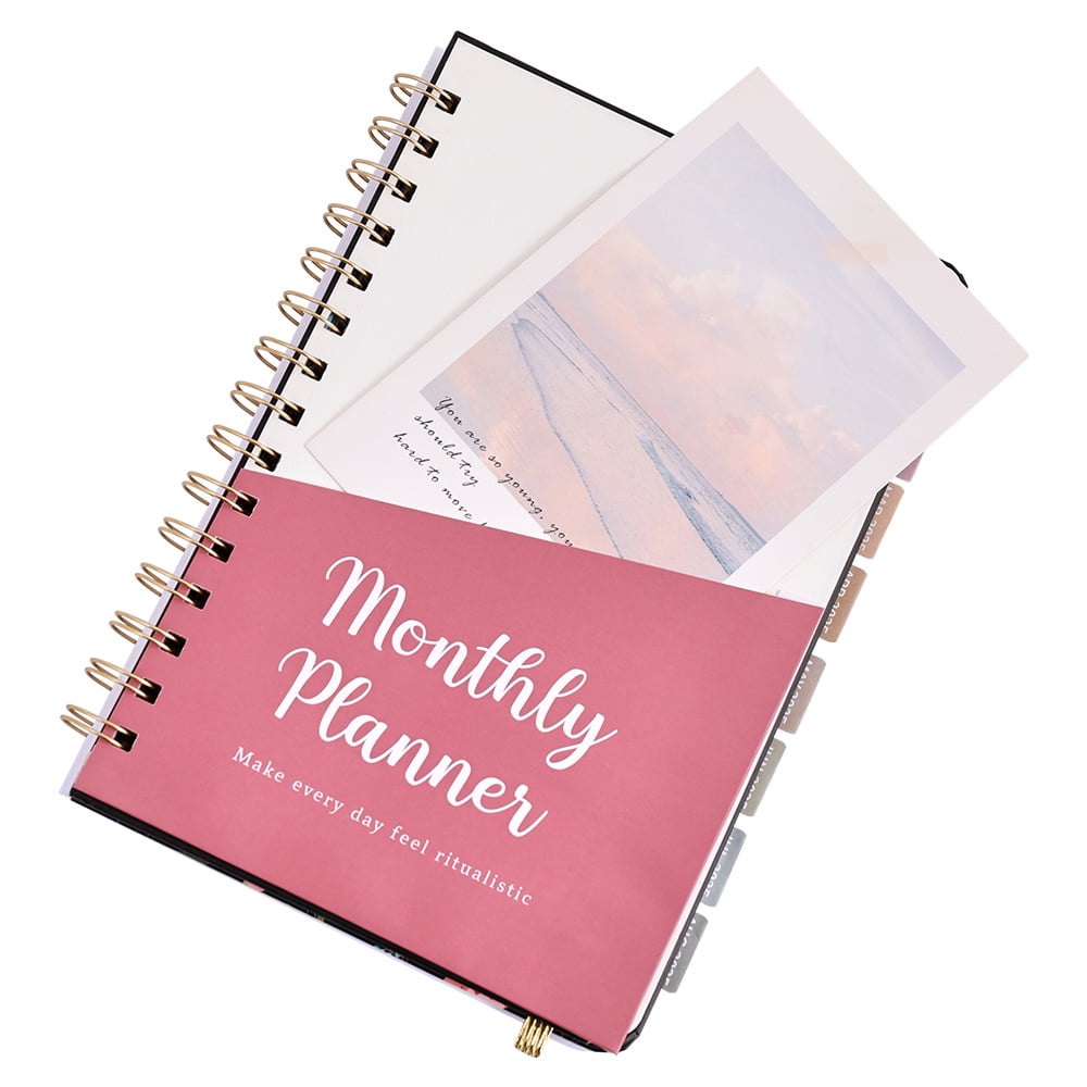[Floral Monthly Planner] 2 Years Floral Beige Hardcover Monthly Planner - 2026 A5 Monthly Calendar To Do Notebook With Monthly Tabs And Stud - Image 3