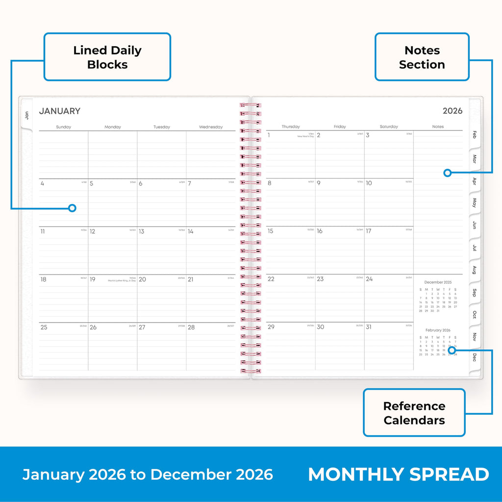 2026 Weekly and Monthly Planner Calendar, January 2026 - December 2026, 8.5" x 11", Flexible Cover, Laminated Tabs, D... - Image 4