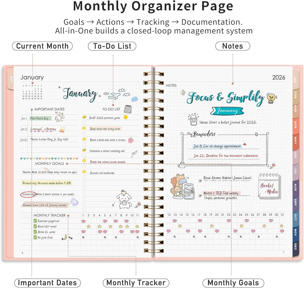 2026-2027 , Jan 2026 - Dec 2027, Agenda, Calendar, 24 Month Tabs, Flexible Plastic Cover, A5 - Image 2