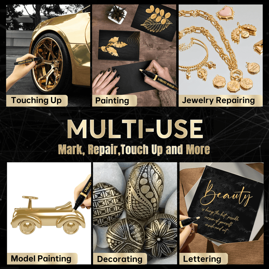 Chrome Gold Markers Metallic Gold Paint Pens for Metal, Plastic Jewelry,Touch-Up and Repair Kit - Image 6