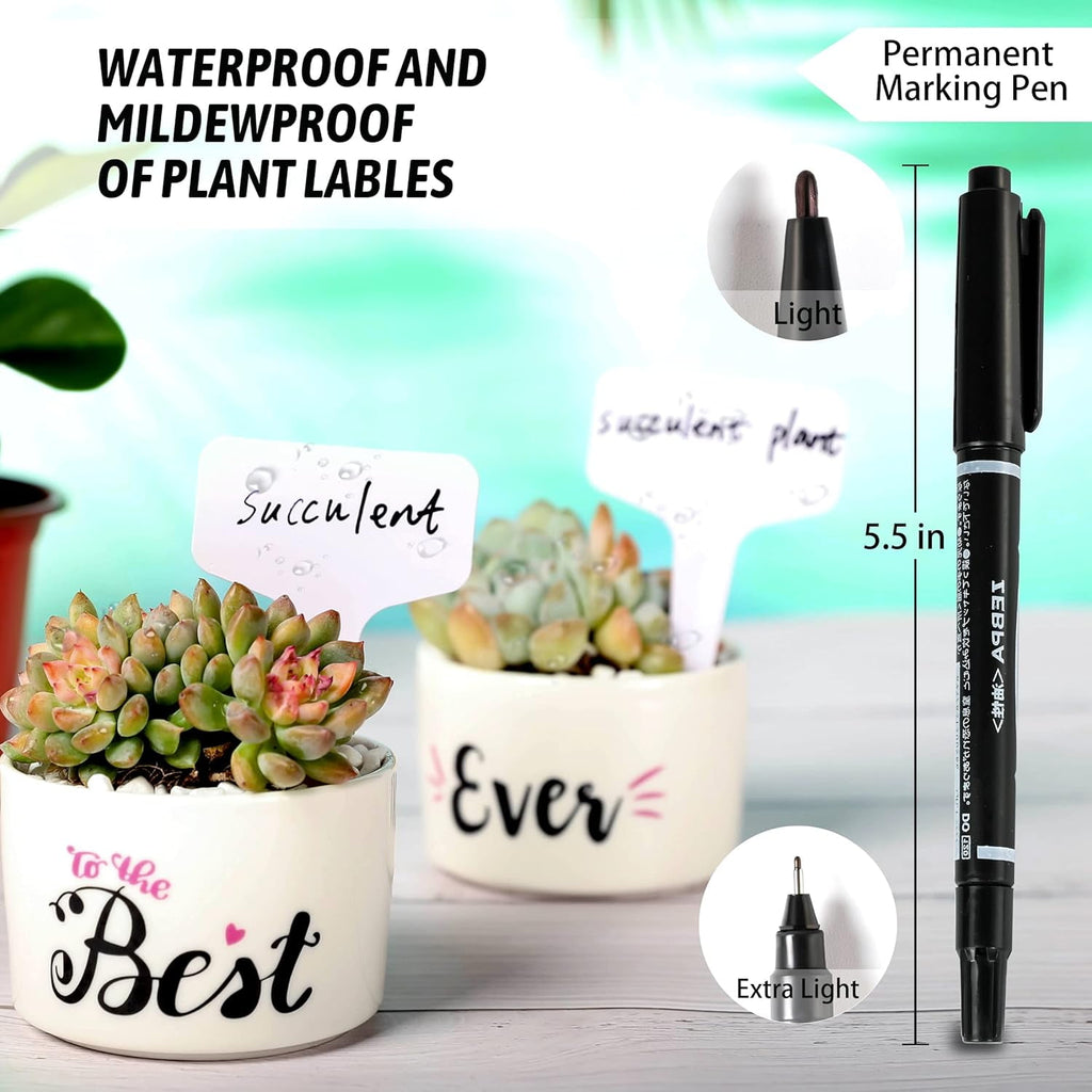 200pcs 4 Inch T-Type Plant Labels - Waterproof Plastic Garden Markers with Permanent Marker Pen, Reusable Plant Tags ... - Image 3