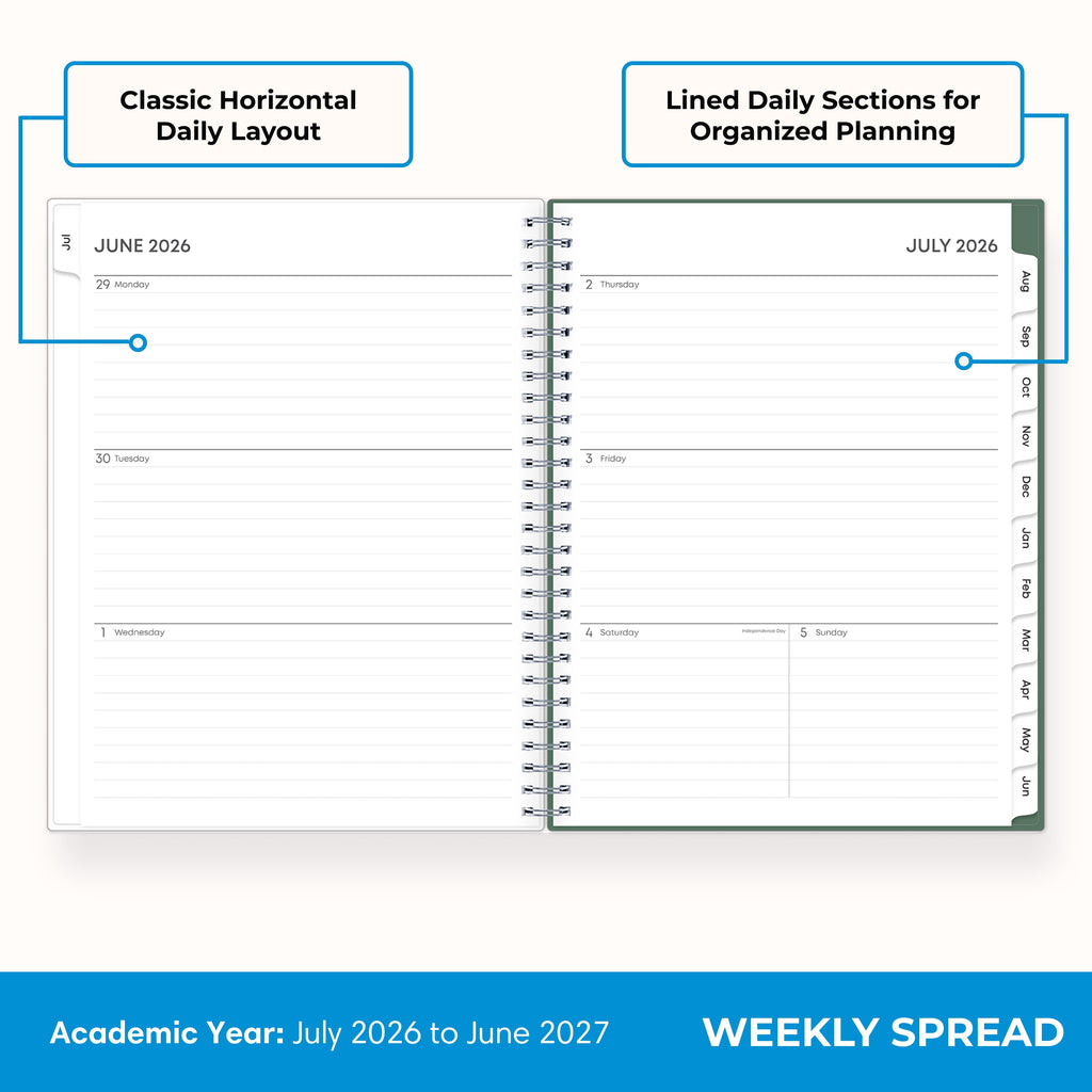 Blue Sky 2026-2027 Weekly and Monthly Academic Year Planner Calendar, July 2026 - June 2027, 8" x 10.875", Flexible Cover, Wirebound, Lamina - Image 3