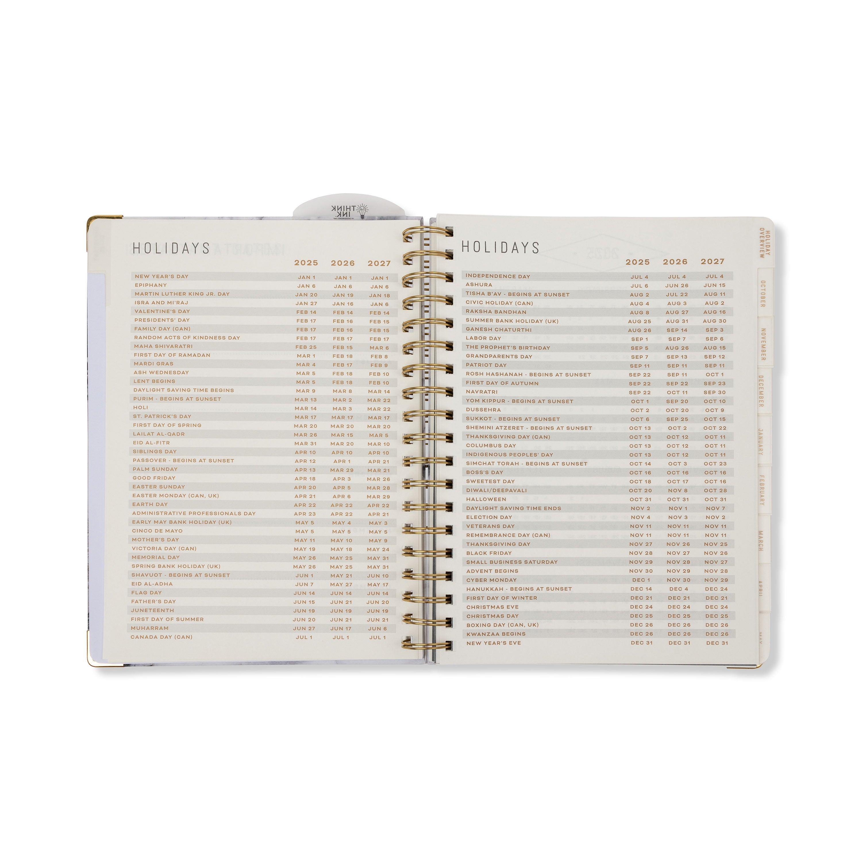 Think Ink 15 Month Twin Wire Planner, Light Gray Marble, 8" x 10" (October 2025 December 2026) - Image 6