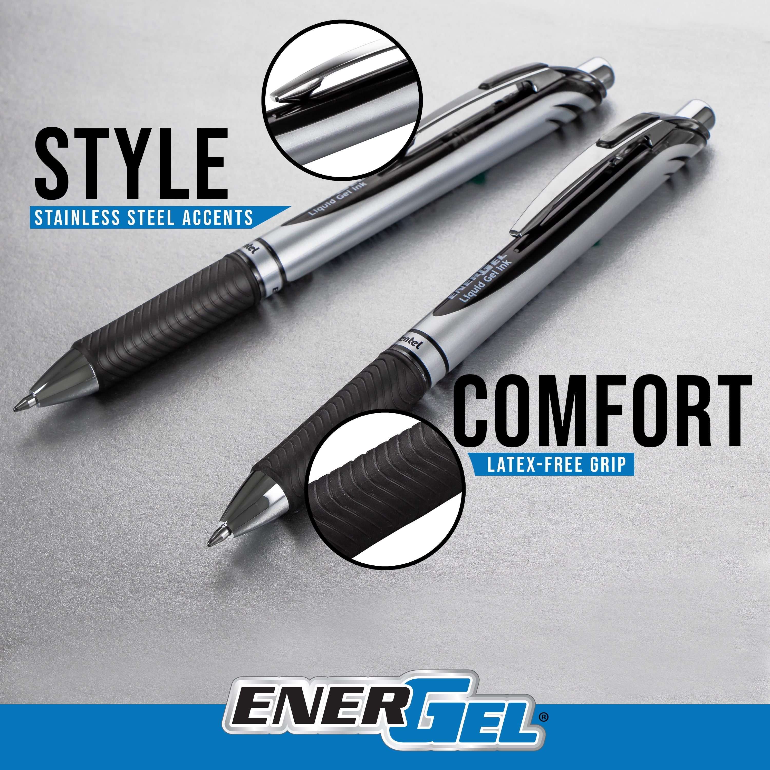 EnerGel RTX Retractable Liquid Gel Pen, Medium Line, Metal Tip, Black Ink, 6 Pack - Image 2