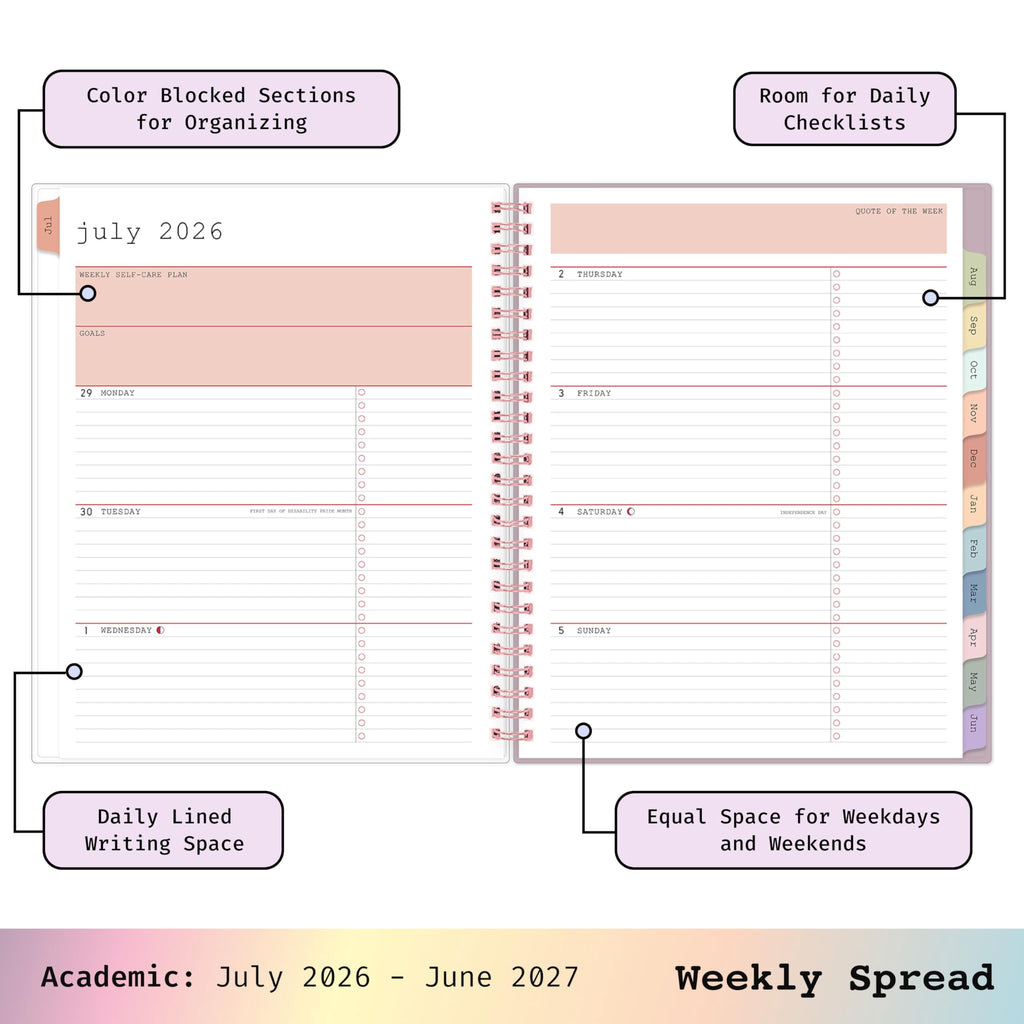 Blue Sky WAAV 2026-2027 Weekly and Monthly Academic Year Planner Calendar, July 2026 - June 2027, 7" x 9", Flexible Cover, Wirebound, Lamina - Image 3