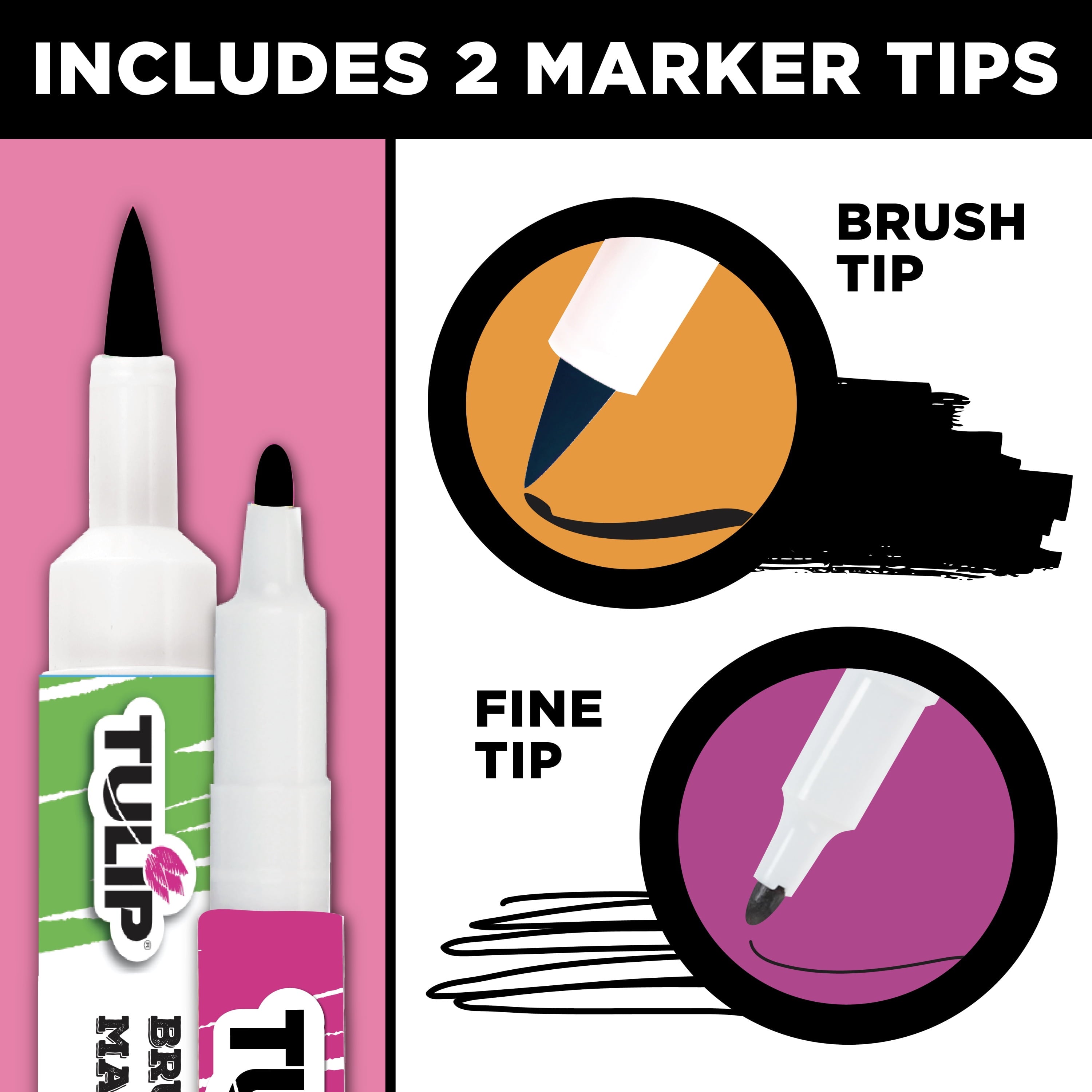 Tulip Fabric Markers 2 Piece, Black, Fine Tip and Brush Tip Permanent - Image 5