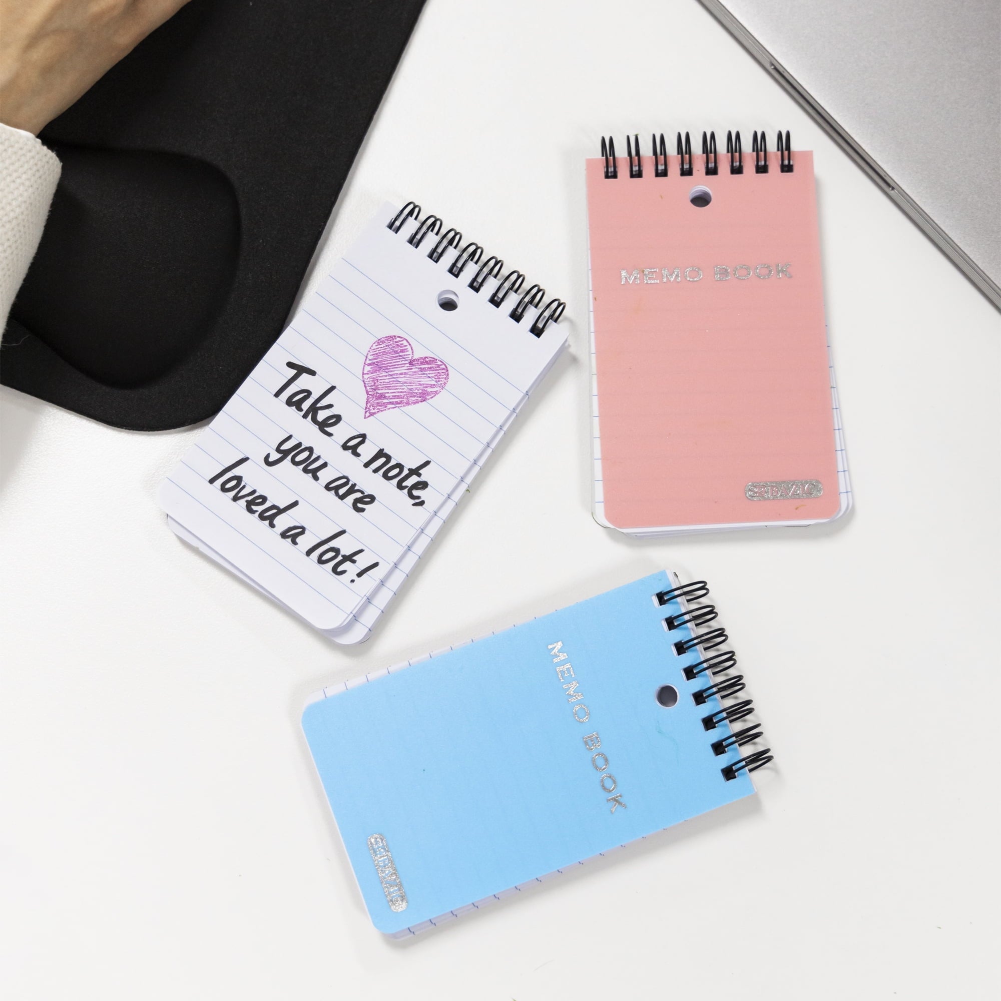 BAZIC Small Notebook Memo Book 3"x5" Spiral Pocket Size Pad, Pastel Color 100 Sheets, 6-Pack - Image 2