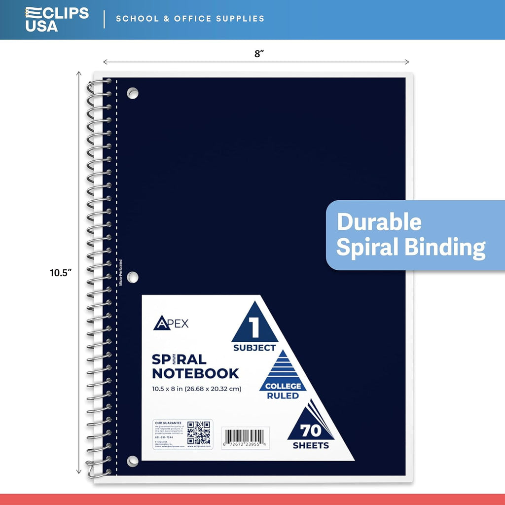 VEEBOOST 70-Sheet College-Ruled Spiral Notebook with Perforated Sheets, 6 Assorted Colors, 12-Pack - Image 2