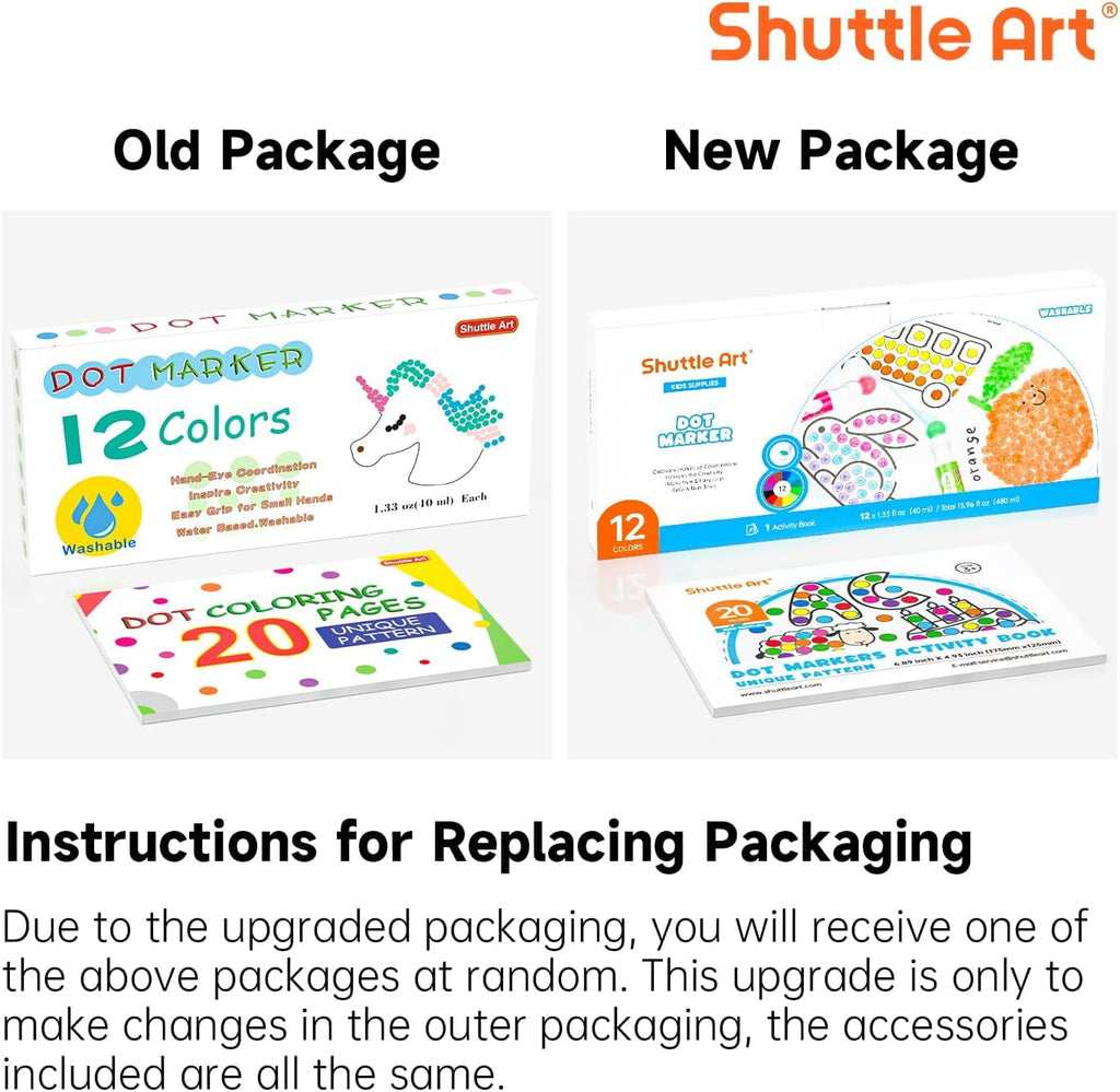 Shuttle Art Dot Makers, 12 Colors Bingo Daubers with 20 Unique Patterns of Dot Book for Art Activities, Non-Toxic Washable Coloring Markers - Image 6