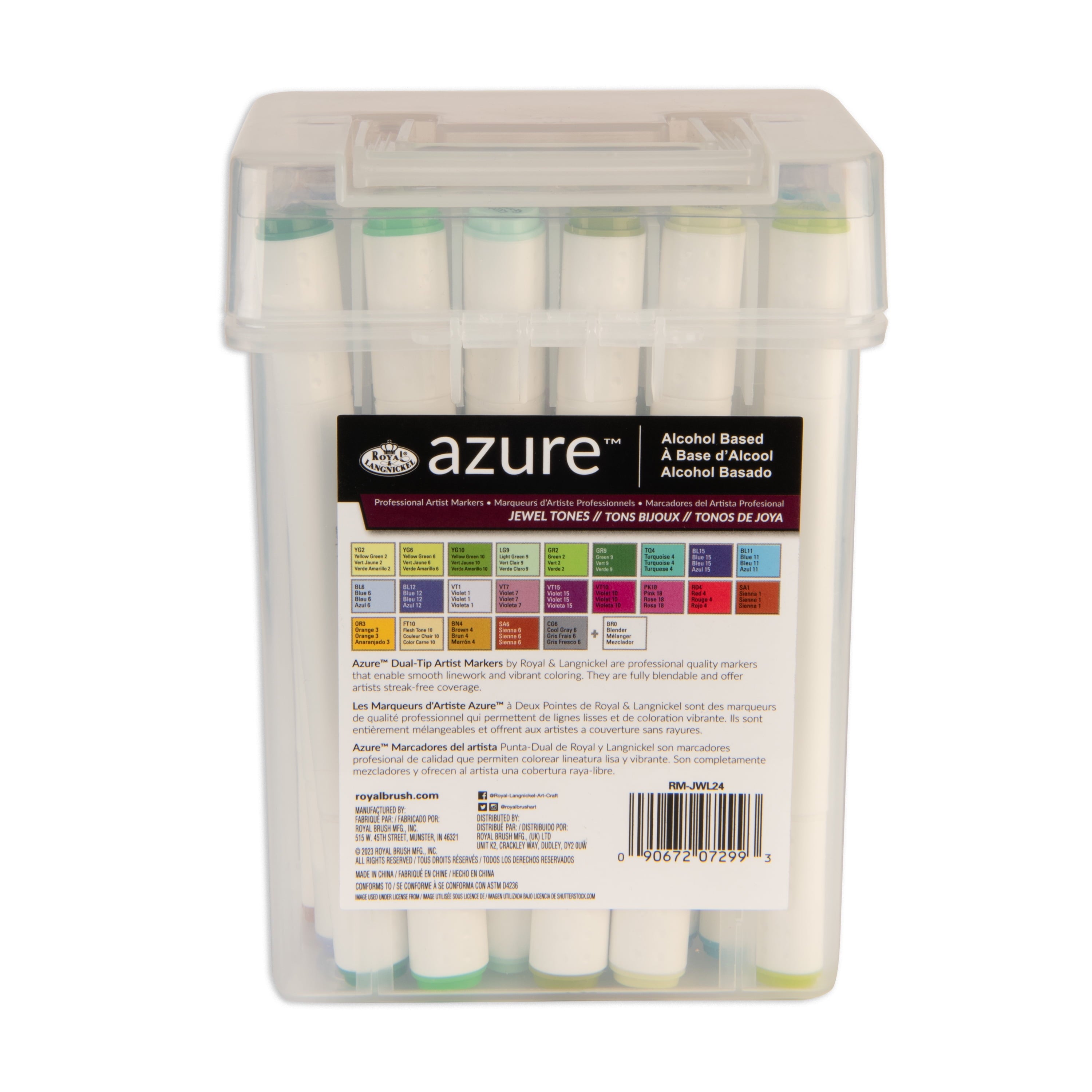 Azure 24-Color Dual Tip Alcohol Marker Set Jewel Tones - Image 2