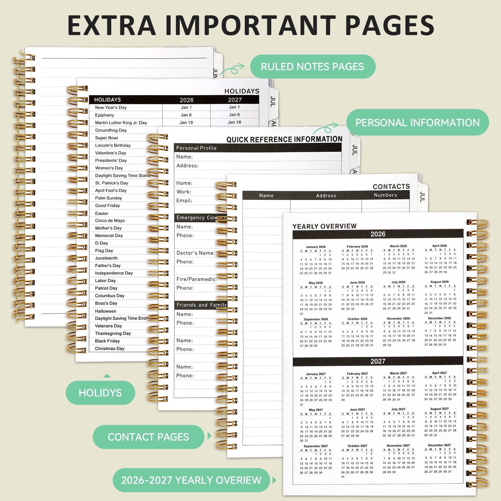 2026 Monthly Planner with Calendar Tabs,Agenda Schedule Planner for Office,Home,Personal Supplies - Image 4