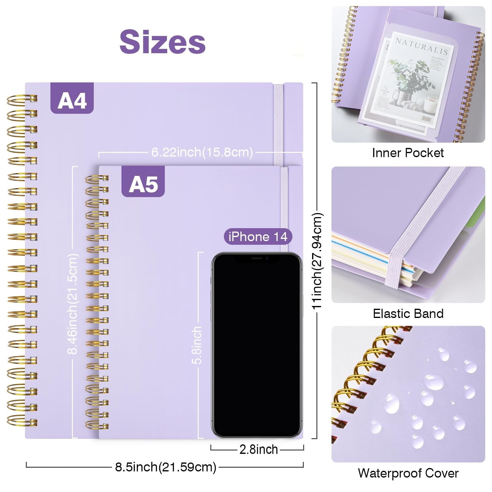 5 Subject Notebooks College Ruled, Spiral Notebook with Dividers, 300 Pages Thick Spiral Writing Journal for Women & ... - Image 5