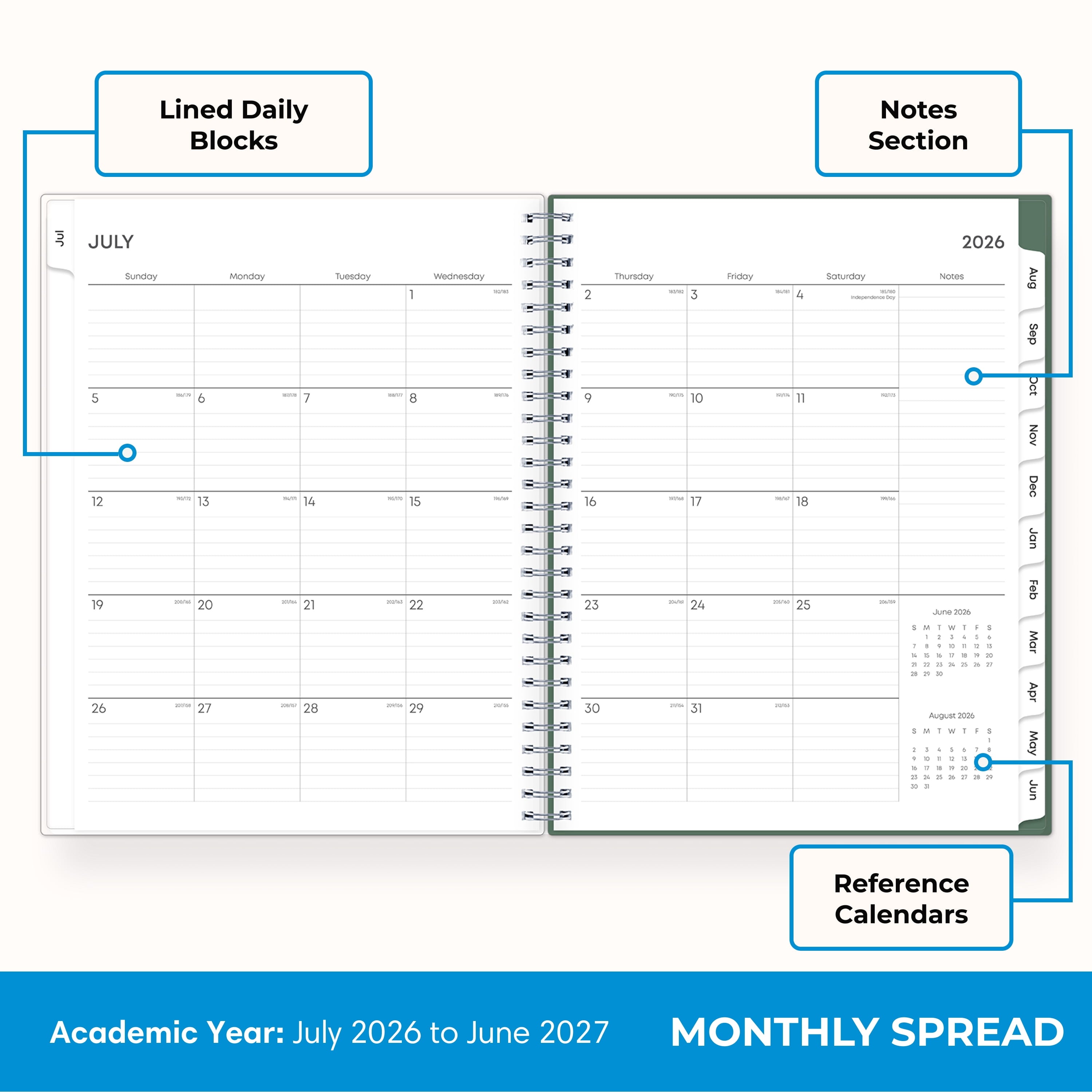 Blue Sky 2026-2027 Weekly and Monthly Academic Year Planner Calendar, July 2026 - June 2027, 8" x 10.875", Flexible Cover, Wirebound, Lamina - Image 4