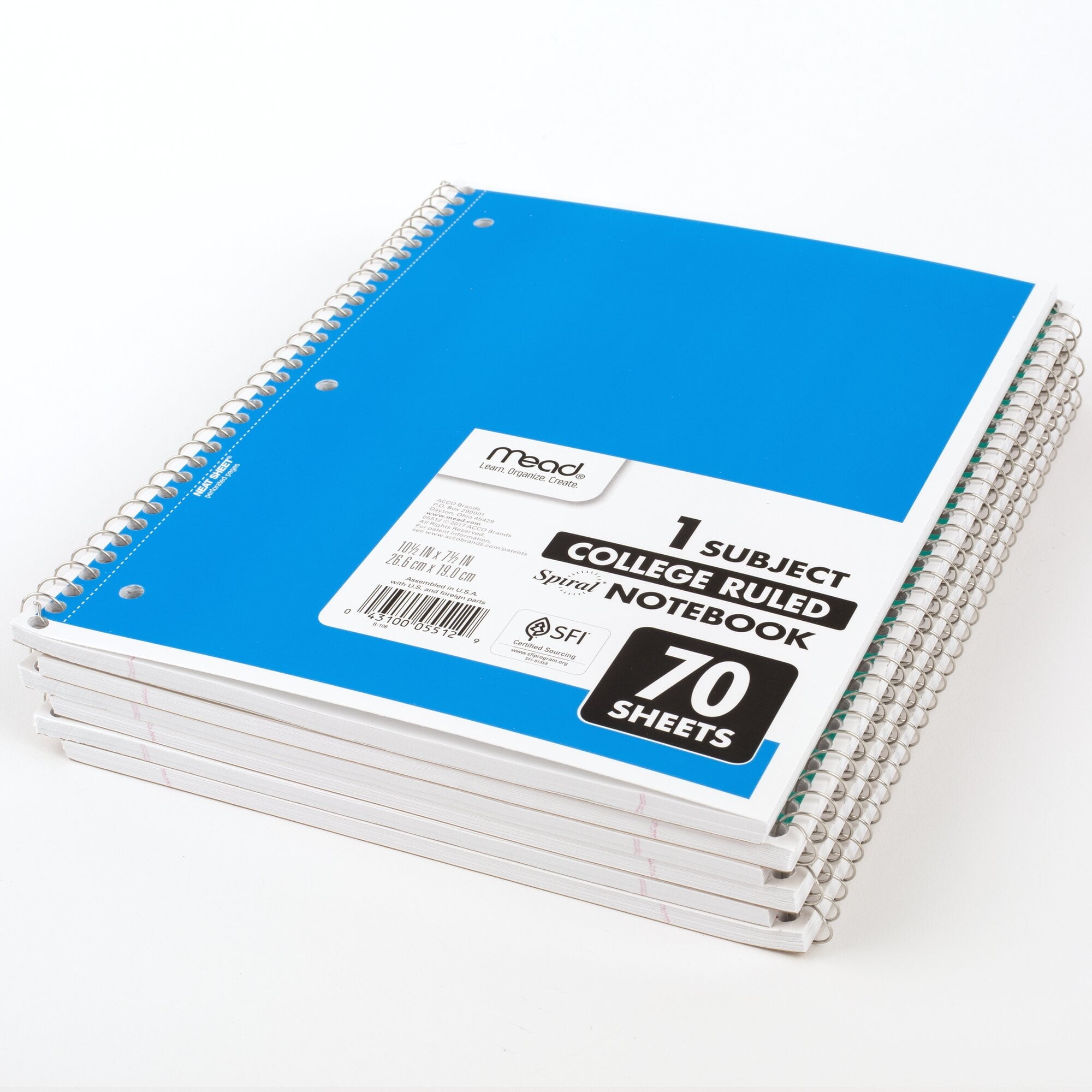 Mead Spiral Notebook, 1 Subject, College Ruled, 10.5" x 7.5", 70 Sheets, 6 Pack, Assorted - Image 6